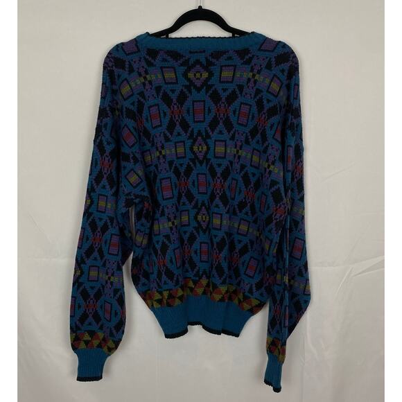 Editions by Van Heusen Geometric Jacquard Knit Sweater, Retro 90s Style, Size XL - Picture 3 of 8